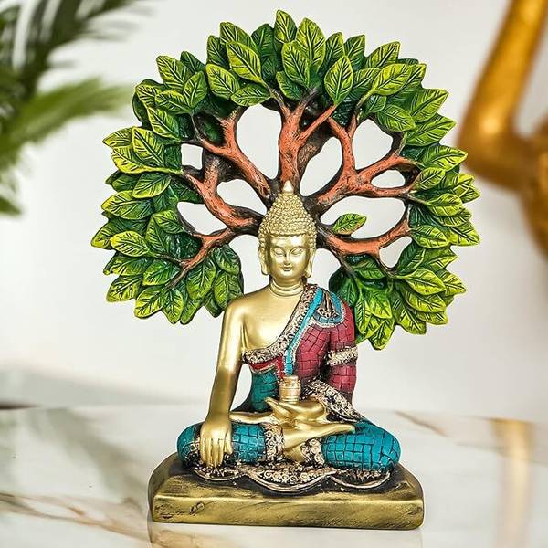 Mishtukocrafts Tree Buddha Statue showpiece Idol Home Decor Items for Living Room and Gifts Decorative Showpiece - 24 cm