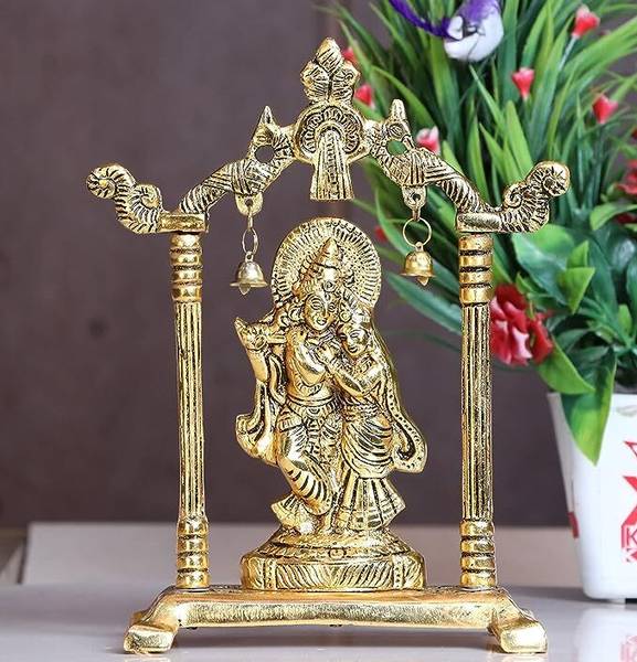 eWorld Radha Krishna Statue Gold Plated Decor Your Home,Office Decorative Showpiece - 20 cm