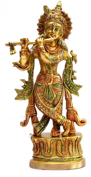 Craftcart Krishna Brass Idol Decorative Showpiece - 22.5 cm