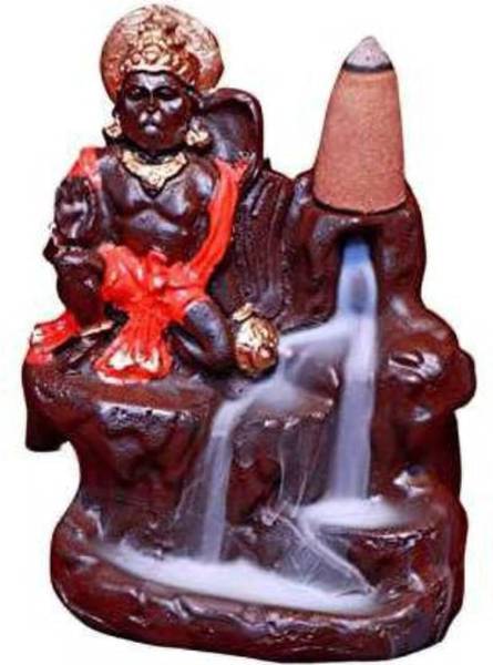 BZILO SMOKE Hanuman Ji With 10 cones, Polyresin Statue E_13 Decorative Showpiece - 8 cm