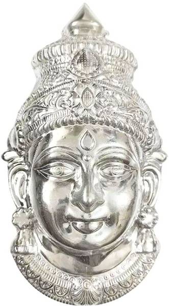 SVC Handicrafts Germen Silver Varalakshmi Face Idol 8 Inch Ammavari Face / Laxmi Mukhota Decorative Showpiece - 20 cm
