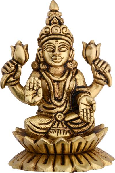 Shreeyash Brass Kamal Sitting Lakshmi Laxmi Ji Mahalaxmi Idol Murti Decorative Showpiece - 7.6 cm