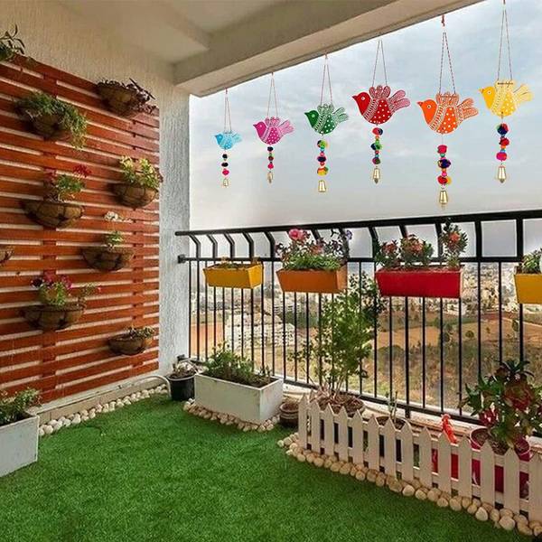 ASM CREATION 6 Birds Hanging Home Decor Item Decorative Showpiece - 20 cm
