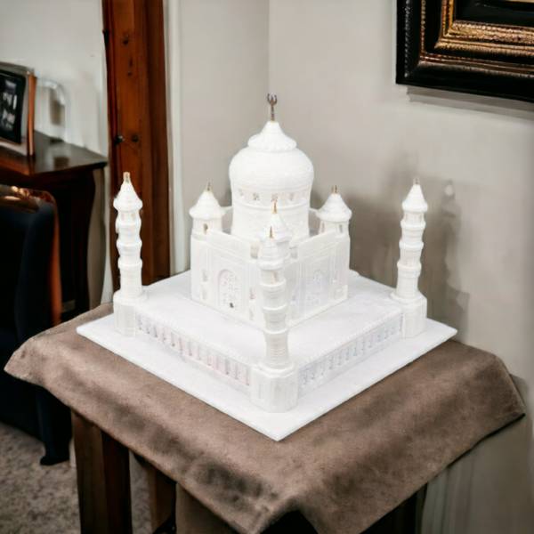 Pooja Creation Pearl White Marble Taj mahal for all gift,symble of love Decorative Showpiece - 18 cm