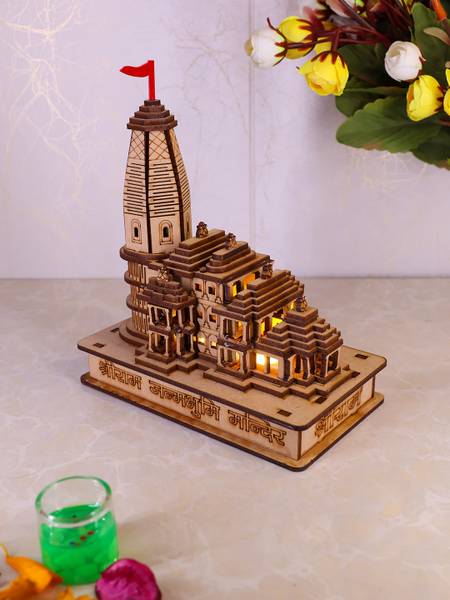 Elegant Lifestyle Shri Ram Mandir with Light, Ram Janambhoomi Ayodhya Temple, Souvenir, Diwali LED Decorative Showpiece - 16 cm