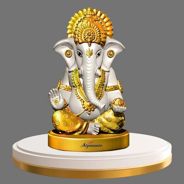 Signamio Ganesh Ji, Ganpati Bappa Idol Statue murti Car Dashboard Home Decoration Decorative Showpiece - 11 cm