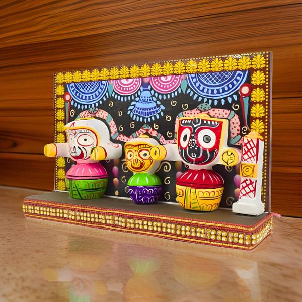 AN Fashion Coloured Marble handicrafts of Lord Jagannath Balaram Subhadra Idol for car Dashboard | Idols for Gift | Idols for Home dcor and Pooja Deco...