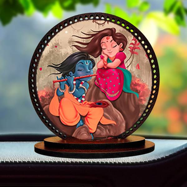 GiftzLane Lord Radhe Krishna ji Idol for car Dashboard & Home Decorative Showpiece - 3 cm
