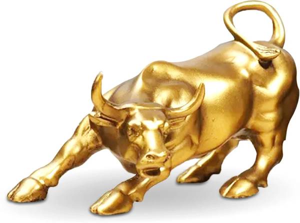 DecorTwist Resin Bull Idol Stock Market Bull Statue for Home Office Decor Decoration Gift Decorative Showpiece - 8.4 cm