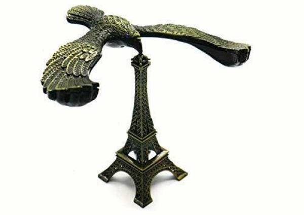 CRAFTS CARTS Metal Balance Eagle with Eiffel Tower for Home Decor (Antique Color, Standard) Decorative Showpiece - 13 cm