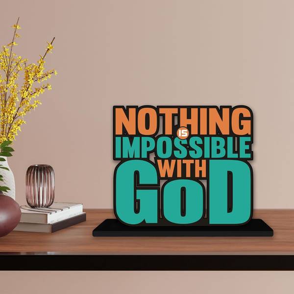 DecorHouse Artvibes "Nothing Is Impossible With God" Motivational Quote Table Decoration Decorative Showpiece - 15.24 cm