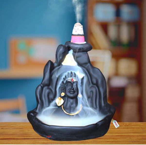 welno international Lord Adiyogi Smoke fountain I 10 free cones Home Office l Mahadev Idol Decorative Showpiece - 11 cm
