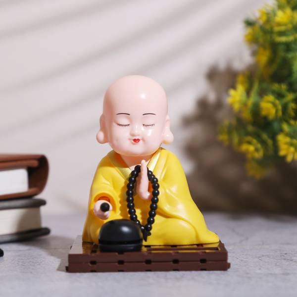 sculpmart Solar Powered Gautam Buddha Statue with Moving Head and Hand for decor Decorative Showpiece - 10 cm
