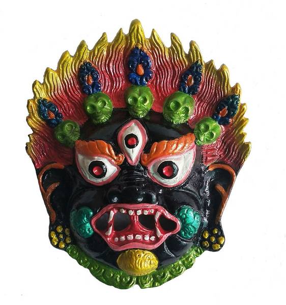 salvusappsolutions Wall Hanging Metal Mahakal Face Mask Nazar Battu Evil Eye Protector Decorative Showpiece - 11 cm