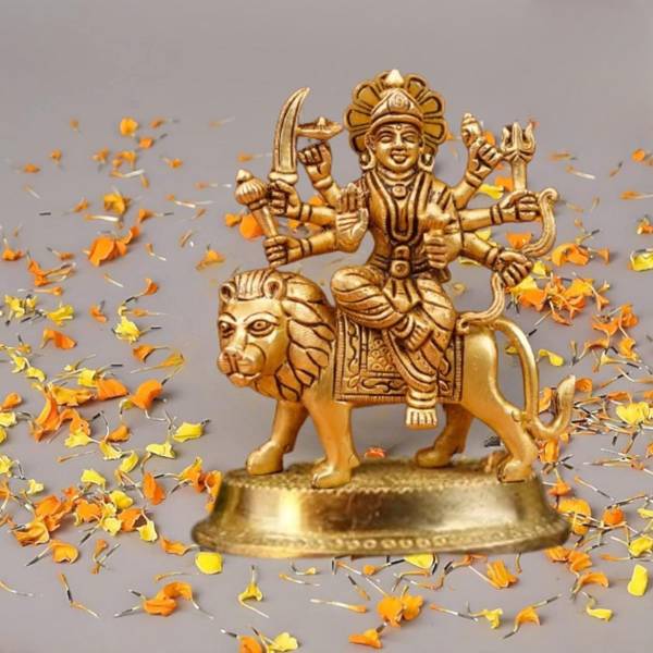 Sunpic Brass 2.5 Inch Durga Maa Idol for Pooja Mandir & Religious Gift Decorative Showpiece - 7 cm