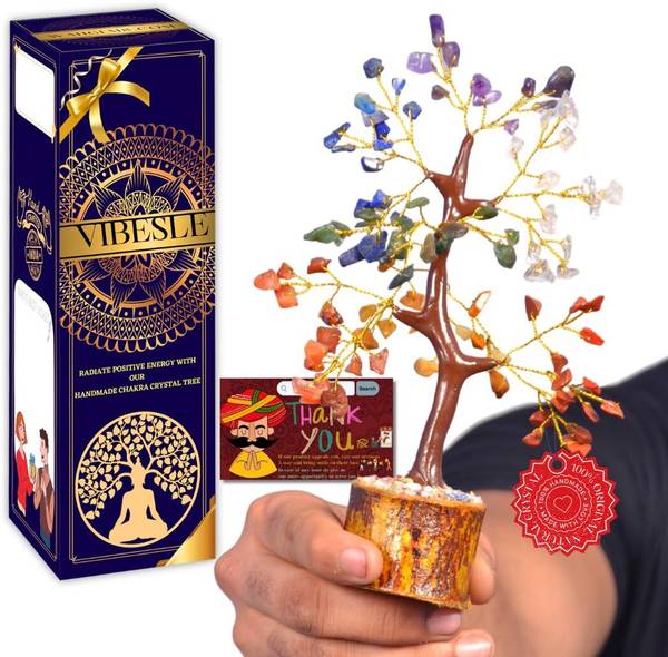 VIBESLE Seven Chakra Tree - Crystal Tree - Gem Tree - Feng Shui - Bonsai Tree Decorative Showpiece - 22 cm