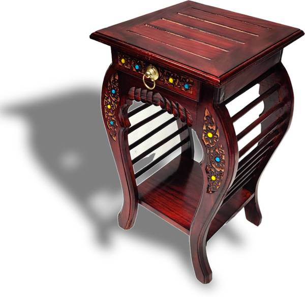 manzees Solid Wood Bedside Table