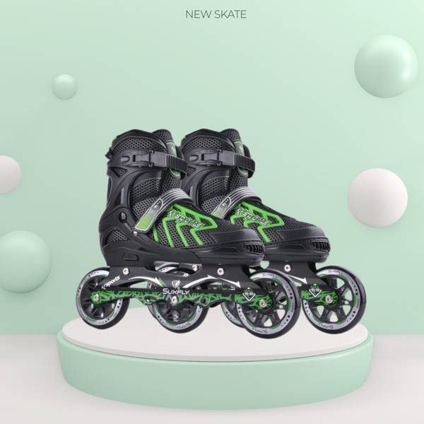 CountryLink Best Inline Skates 3 Wheels Skating Shoes with Adjustable Size for Kids In-line Skates - Size 5-8 UK