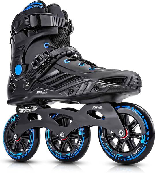 JD FRESH Inline Skates 3 Wheels Skating Shoes for Boys and Girls with Adjustable Size In-line Skates - Size S UK