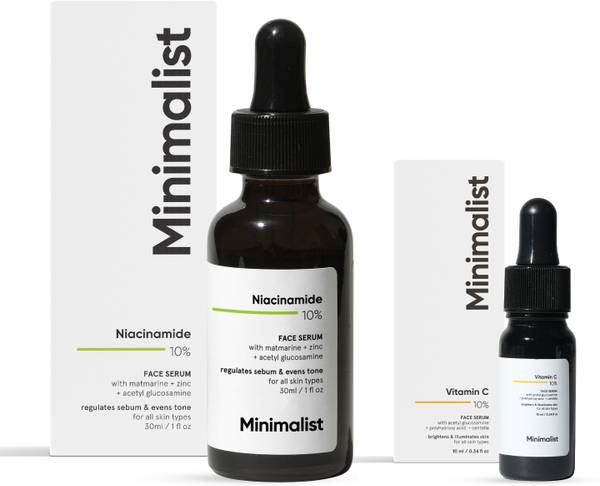 Minimalist Niacinamide serum + Vitamin C face serum for Skin brightening and Blemish removal