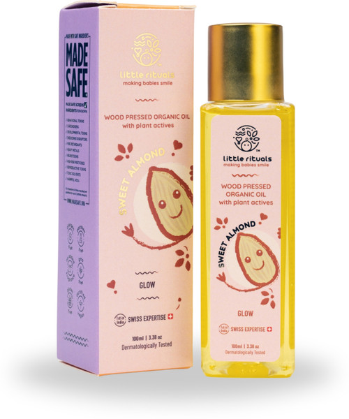 Little Rituals Organic Sweet Almond Baby Oil: Cold-Pressed, Pediatric-Tested, Safe & Gentle