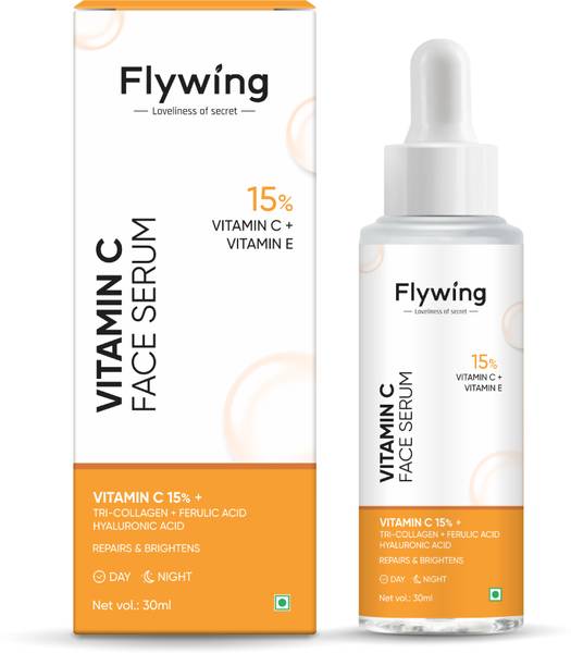 flywing 15% Vitamin C + E Face Serum For Brightening Skin | Vit C Serum with Blueberry Fruit Extract & Hyaluronic Acid | Fades Dark Spots
