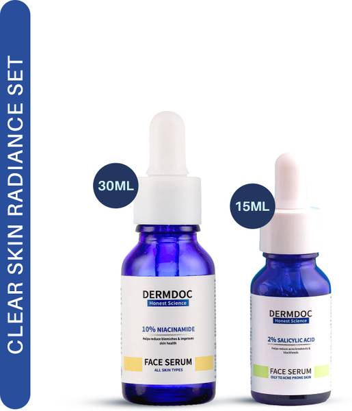 DermDoc Clear Skin Radiance Set | 10% Niacinamide Face Serum (30 ml) & 2% Salicylic Acid Face Serum