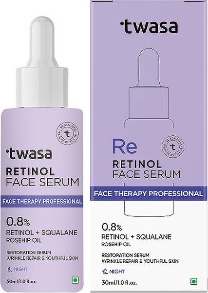 Twasa 0.8% Retinol Serum - Anti Aging Night Face Serum | Reduces Fine Lines & Wrinkles