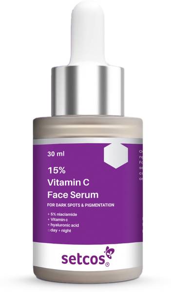 SETCOS 10% Vitamin C Face Serum for Skin Radiance with 5% Niacinamide & Hyaluronic Acid (30 ml)