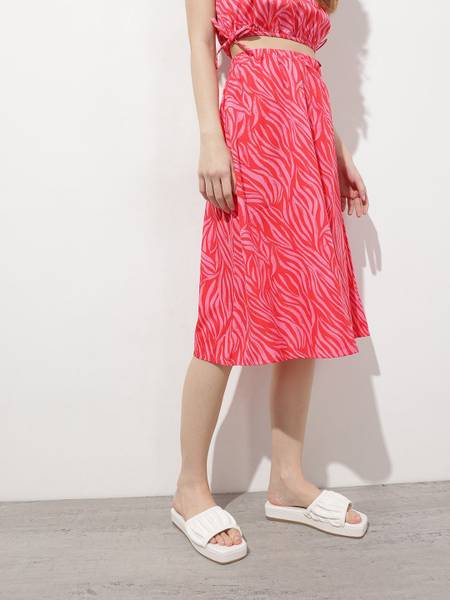 Dressberry Printed Women A-line Pink Skirt