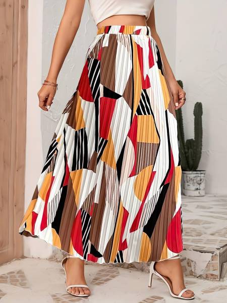 ZWERLON Printed Women Flared Multicolor Skirt