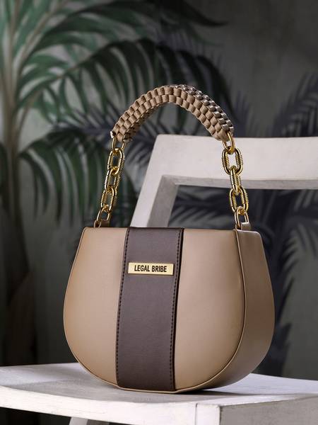 LEGAL BRIBE Khaki Sling Bag Knitted Handle Sling Bag