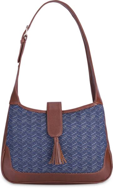The CLOWNFISH Blue Hand-held Bag Samantha Tapestry & Faux Leather Handbag For Women College Girls