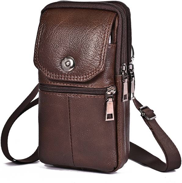MOMISY Brown Sling Bag Crossbody Sling Bag, Mobile Cell Phone, Waist Pouch Holster for Men and Women
