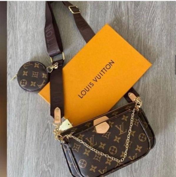 LV POCHETTE Brown Sling Bag Multi Pochette Accessoires Monogram Canvas Rose Clair 1