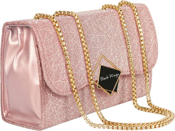 Black Wings Pink Sling Bag Cross body Chain handle Partywear Sling Bags for Girls