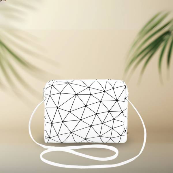 LIKE STYLE White Sling Bag Abstract Printed Sling Bag