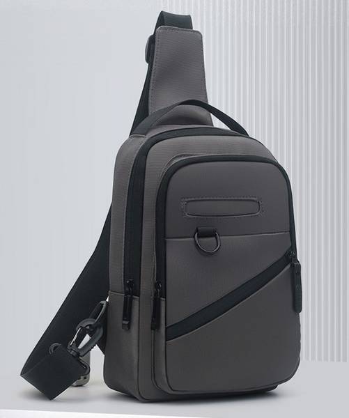 WXR Grey Sling Bag Trendy Stylish Small Camera Holder USB Slot Notebook Tuition Sports