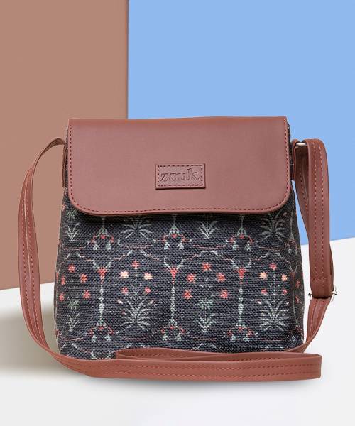 ZOUK Black Sling Bag Taj Guldasta Flap Sling Bag