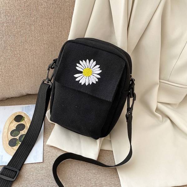 Nik fashion hub Black Sling Bag Black sun flwr