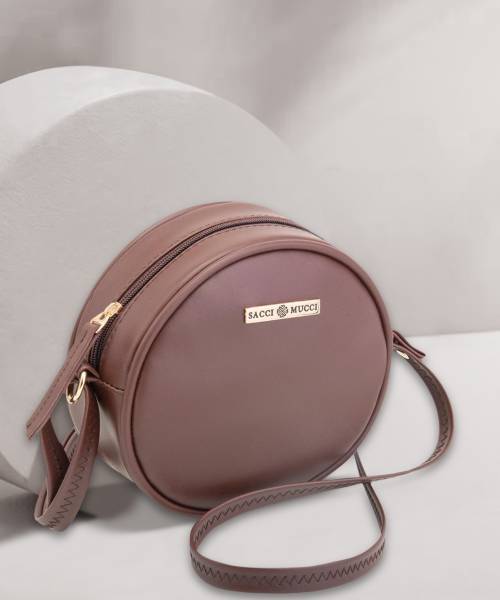 Sacci Mucci Brown Sling Bag Round Sling Bag, Printed Sling Bag, Women Sling Bag, Crossbody Bag