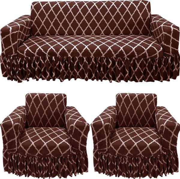 Gifts Island Polyester Geometric 3+1+1 Seater Sofa Cover