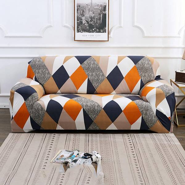 lukzer Polyester Geometric 3 Seater Sofa Cover