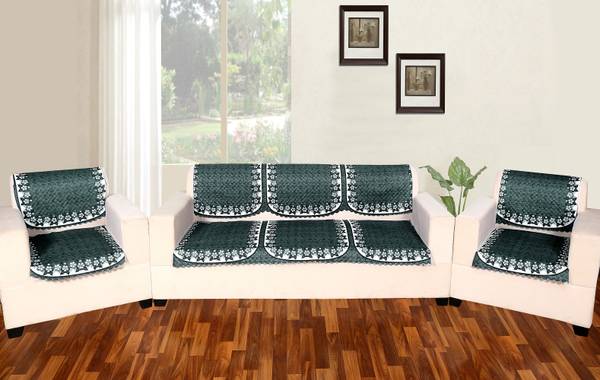 Flipkart SmartBuy Velvet Floral 3+1+1 Seater Sofa Cover