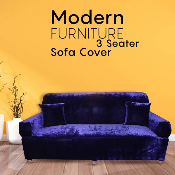 Leoaries Velvet, Silk Plain 3 Seater Sofa Cover