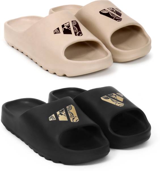 SOSU Men 2 Pairs|Synthetic|Lightweight|Premium|Comfort|Trendy|Outdoor|Slides for men Slippers