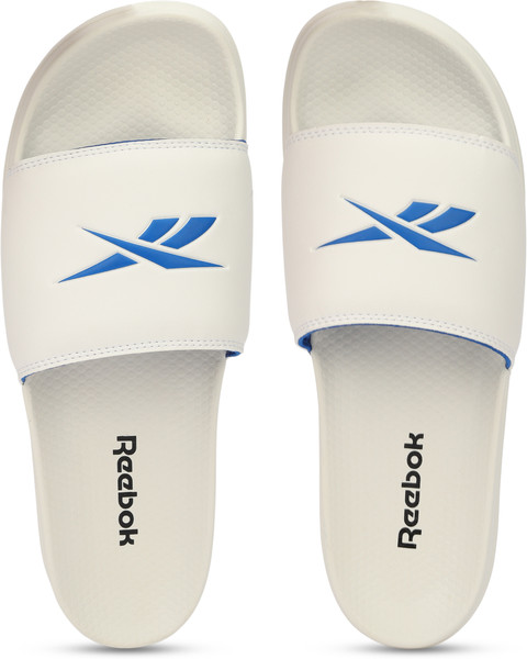 white reebok slides