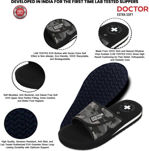 DOCTOR EXTRA SOFT Men Men's Camo Ortho Care Orthopaedic and Diabetic Velcro Adjustable Strap Super Comfort Dr.Sliders Flipflops and House Slippers for...