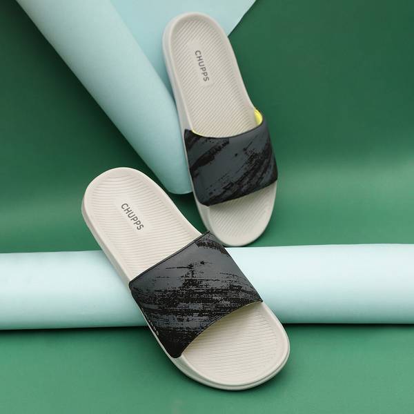 Chupps Men Roadster Grey Slides Slippers Soft FootbedLightweight Flip Flops For Slides