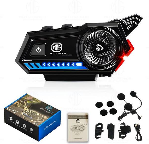 MOTO GENIUS BT57 Bluetooth Helmet Headset - Auto Answer, Siri Support, Waterproof, Stereo Smart Headphones